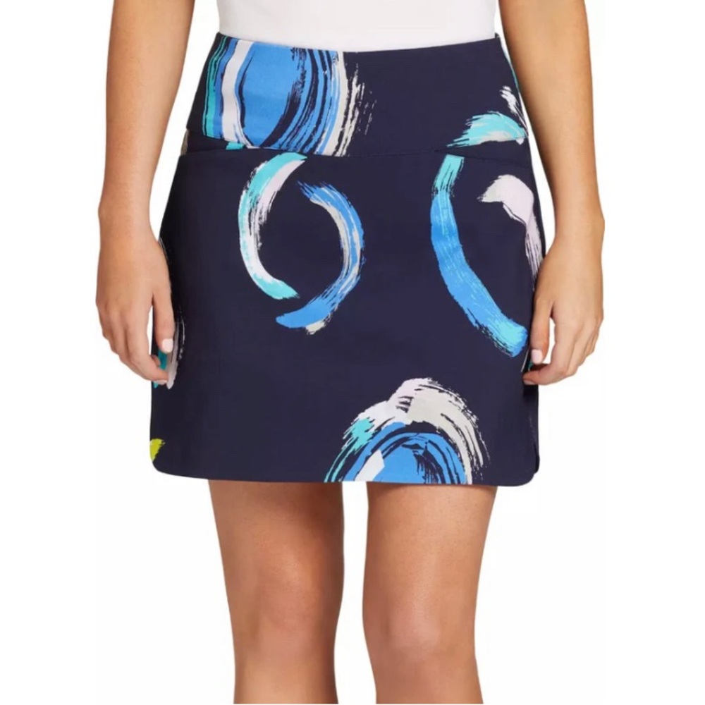 LADY HAGEN Tummy Control Pull-On Skort Navy Print Golf Women's Size M